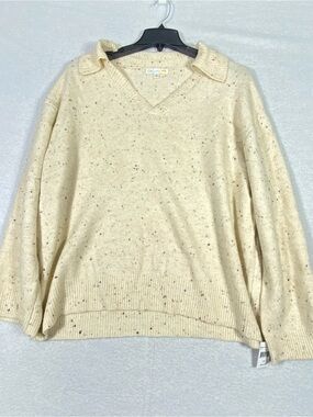 C&C California Johnny Collar Sweater Womens 2X Cream Speckled Oversized Cozy NWT